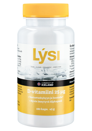 Lysi D3-Vitamiini 25 mikrog 180 kpl