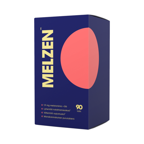 Melzen melatoniini 1,9 mg + B6 mansikka 90 purutablettia