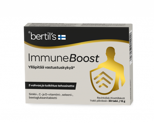 bertils Immune Boost 30 tabl sinkki, C- ja D-vitamiini, seleeni, beetaglukaani