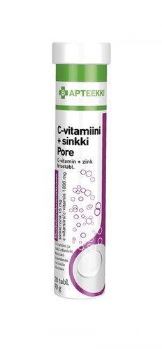 Apteekki C-vitamiini + sinkki Pore 20 poretablettia (mustaherukka)