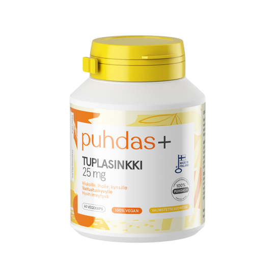 Puhdas+ Caps Tuplasinkki 25mg vegekaps 60 kpl