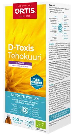 D-Toxis Detox Tehokuuri vadelma-hibiskus 250 ml
