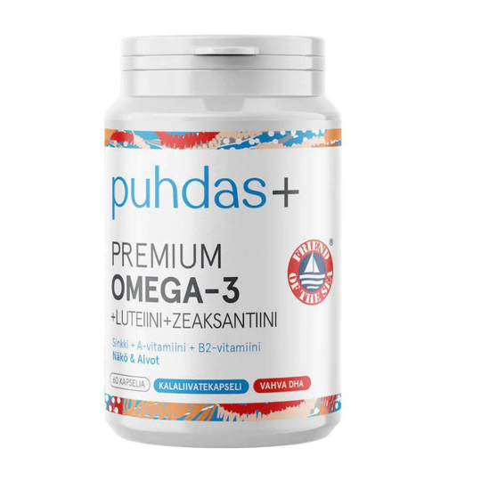 Puhdas+ Omega-3 + Luteiini + Zeaksantaani 60 kaps