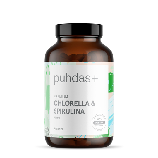 Puhdas+ Premium Chlorella & Spirulina 500 mg 300 tbl