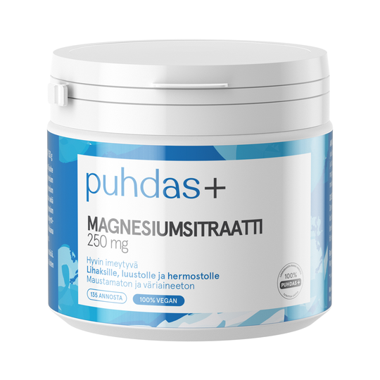 Puhdas+ Magnesiumsitraatti 250 mg +33% 200 g