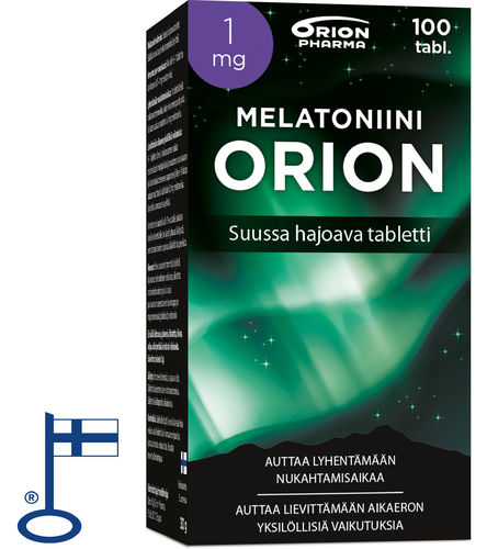 Melatoniini Orion 1 mg 100 suussa hajoavaa tablettia *