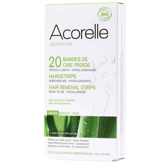 Acorelle Organic Cold Wax Strips for Face x20