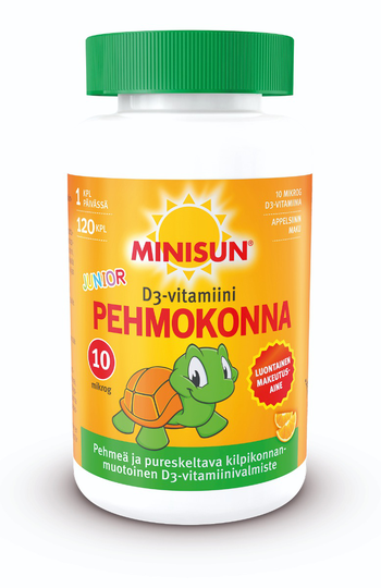 Minisun D-vitamiini Pehmokonna Junior 10 mikrog 120 kpl pureskeltava pehmytpal