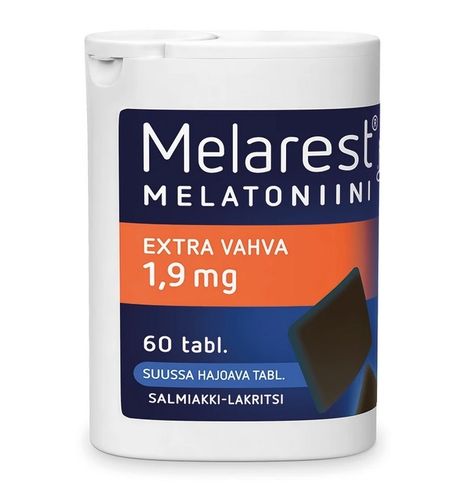 Melarest Extra Vahva 1,9 mg Salmiakki-lakritsi 60 suussa hajoavaa tablettia