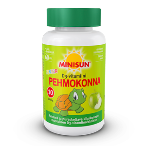 Minisun D-vitamiini Pehmokonna Junior omena 10 mikrog 60 kpl pureskeltava pehmytpala